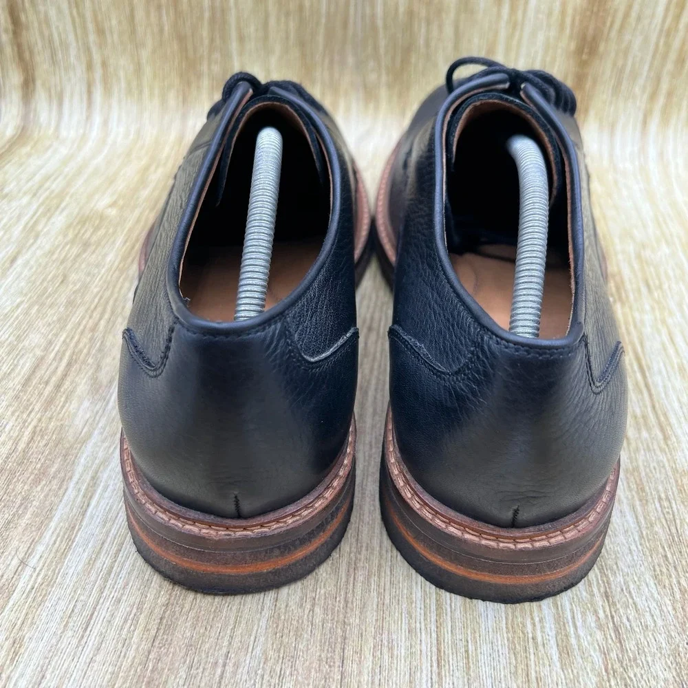 Johnston & Murphy Calder Plain Toe Shoes Men's Size 11M Black Pebbled Leather